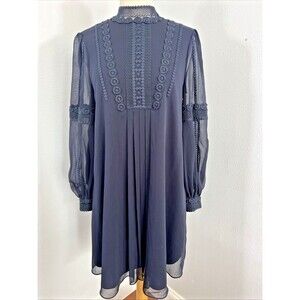 Ted Baker Dress Womens 1 Navy Georrgi Lace Tunic‎ Cocktail